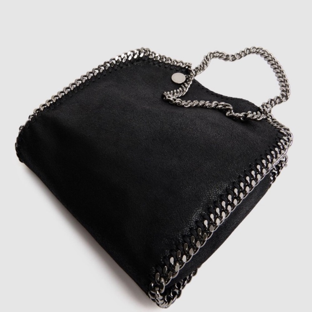 Stella McCartney Falabella Mini Faux Brushed Leather Black Edgy Chain Bag - Picture 10 of 16